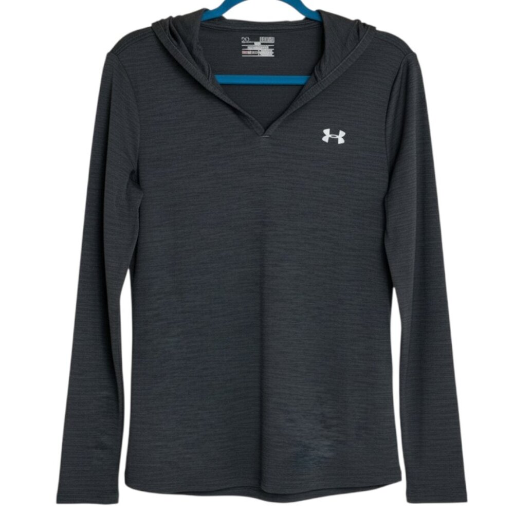 Under Armour Loose Mens Shirt Top HeatGear Hooded Marl Gray M NWOT